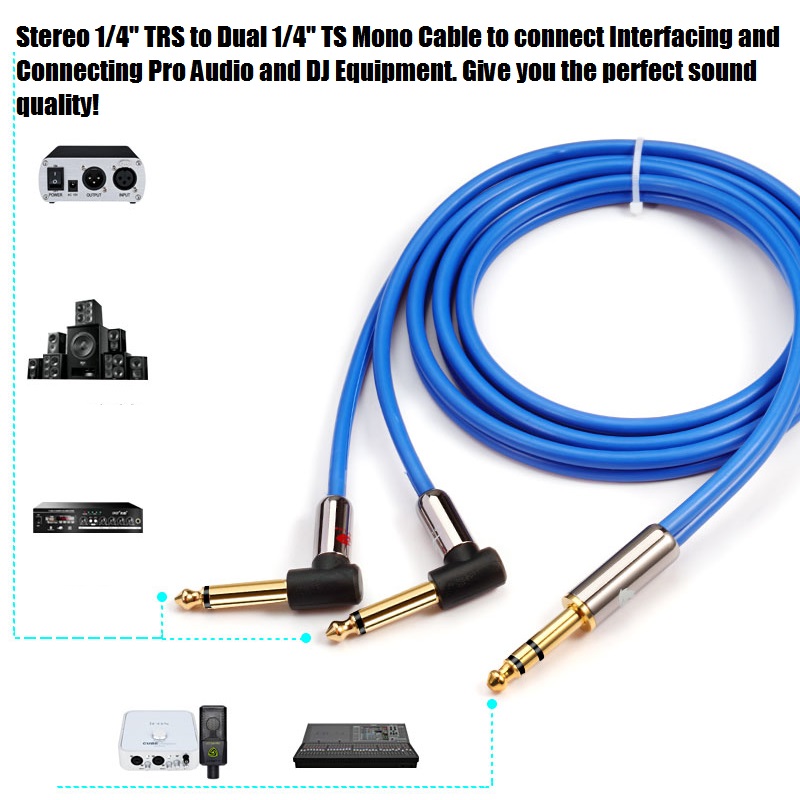 Stereo 1/4 Inch TRS 6.35mm Jack to Dual 1/4&#39;&#39; TS Male Audio Cable for Amplifier Speaker Mixer Console SoundCard Shielded Y Cords