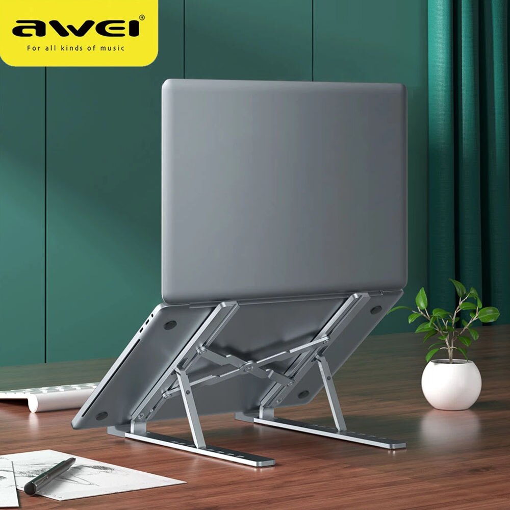 Awei X26 Laptop Stand Verstelbare Aluminium Verticale Houder Universele Draagbare Vouwen Tablet Notebook Stand