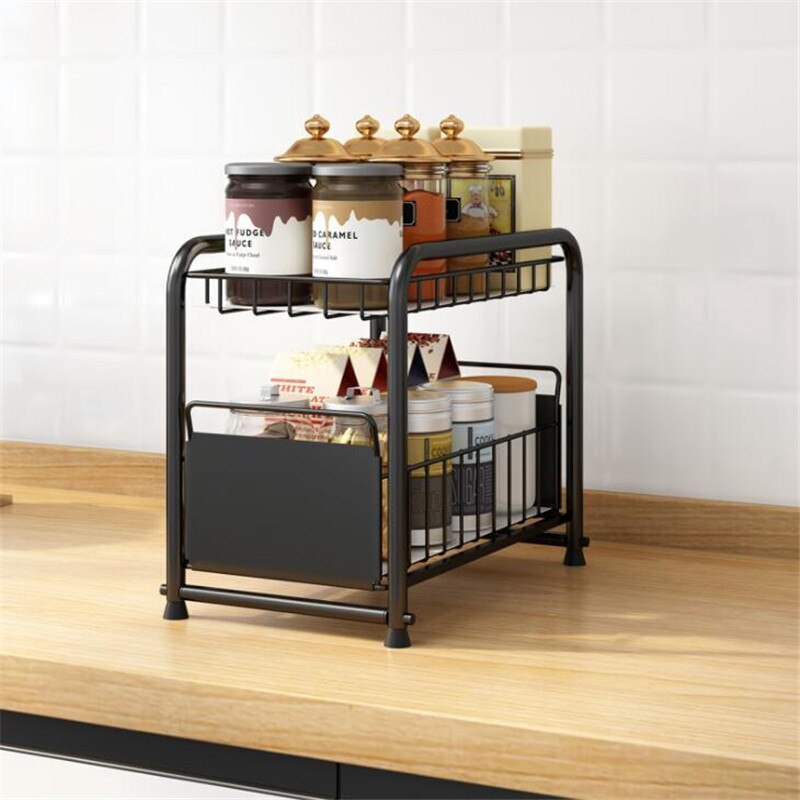 Drawer Organizer Kitchen Bathroom Storage Pull Out Under Sink Desktop Cabinet Basket: A 22X28X36cm