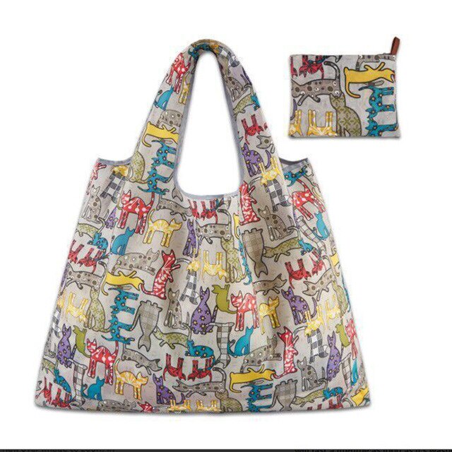 Reusable Foldable Shopping Bag Eco Floral Tote Handbag Convenient Storage Bags Large Capacity Portable Shoulder Bags: 3