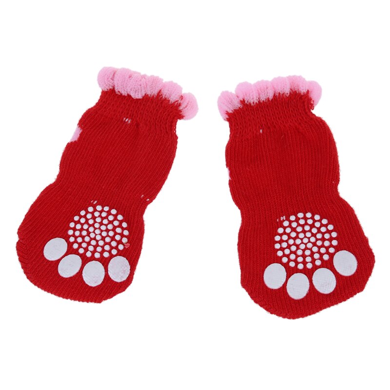 2 par størrelse l antislip bund kæledyr hund hundehvalp sokker rød lyserød