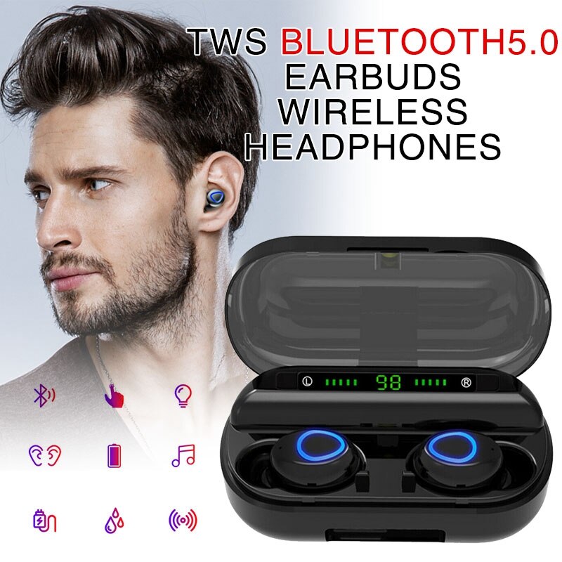 1 Paar Bluetooth 5.0 Headset Draadloze Koptelefoon Oordopjes Mini Draadloze Headset Hoofdtelefoon Handsfree Voor Iphone Android