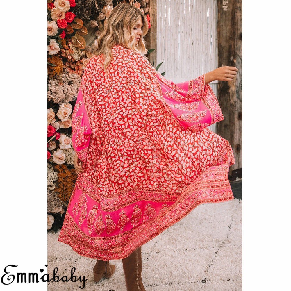 Mode vrouwen Losse Zomer Boho Chiffon Jas Sjaal Kimono Vest Geul