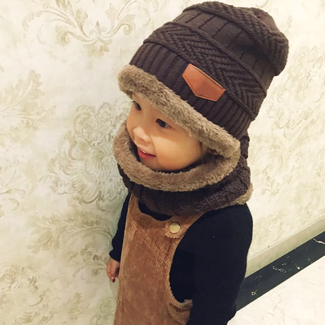 2 stk sæt børn børn hue tørklæde strikning behagelig varm tyk åndbare hatte tørklæde sæt til vinter