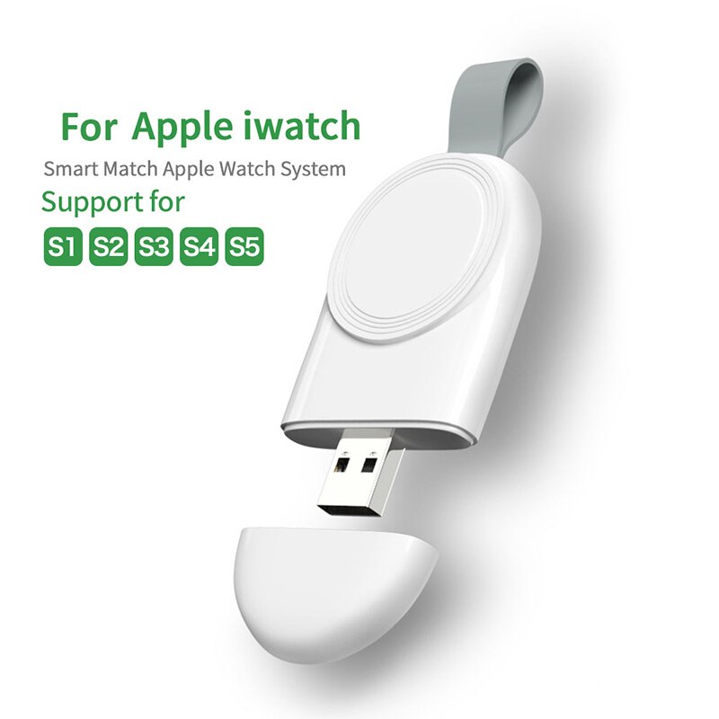 Base de carga inalámbrica iwatch, cargador magnético 2W MAX, conexión USB portátil pequeña, cargador de reloj inalámbrico ABS + PC