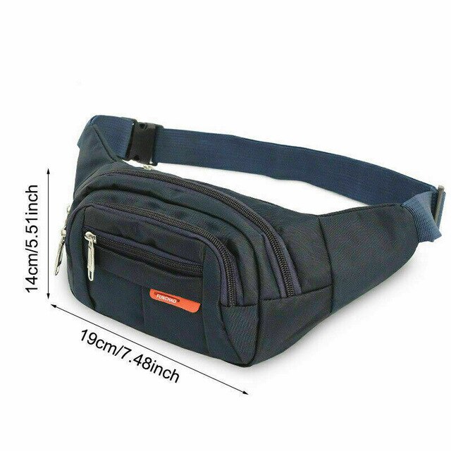 Hoge Qualitymen Vrouwen Compartimenten Zak Waterdichte Bum Waterdichte Bum Bag Hip Bag 4 Compartimenten Riem Tas Voor Vrouwen En Mannen: Black