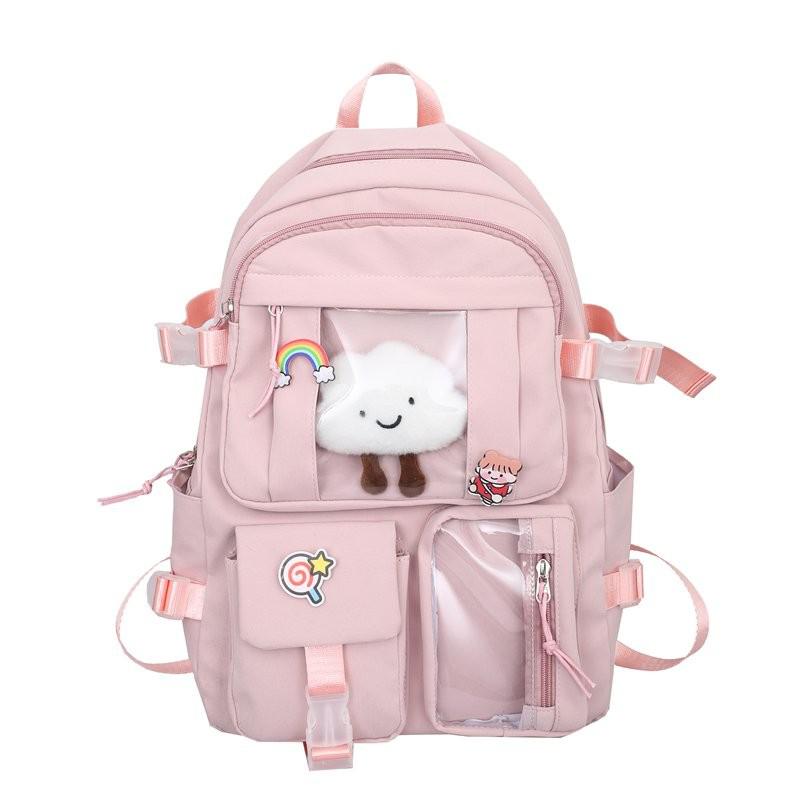 Leuke Nylon Rugzak Kawaii Student Schooltas Harajuku Casual Vrouw Rugzakken: Pink