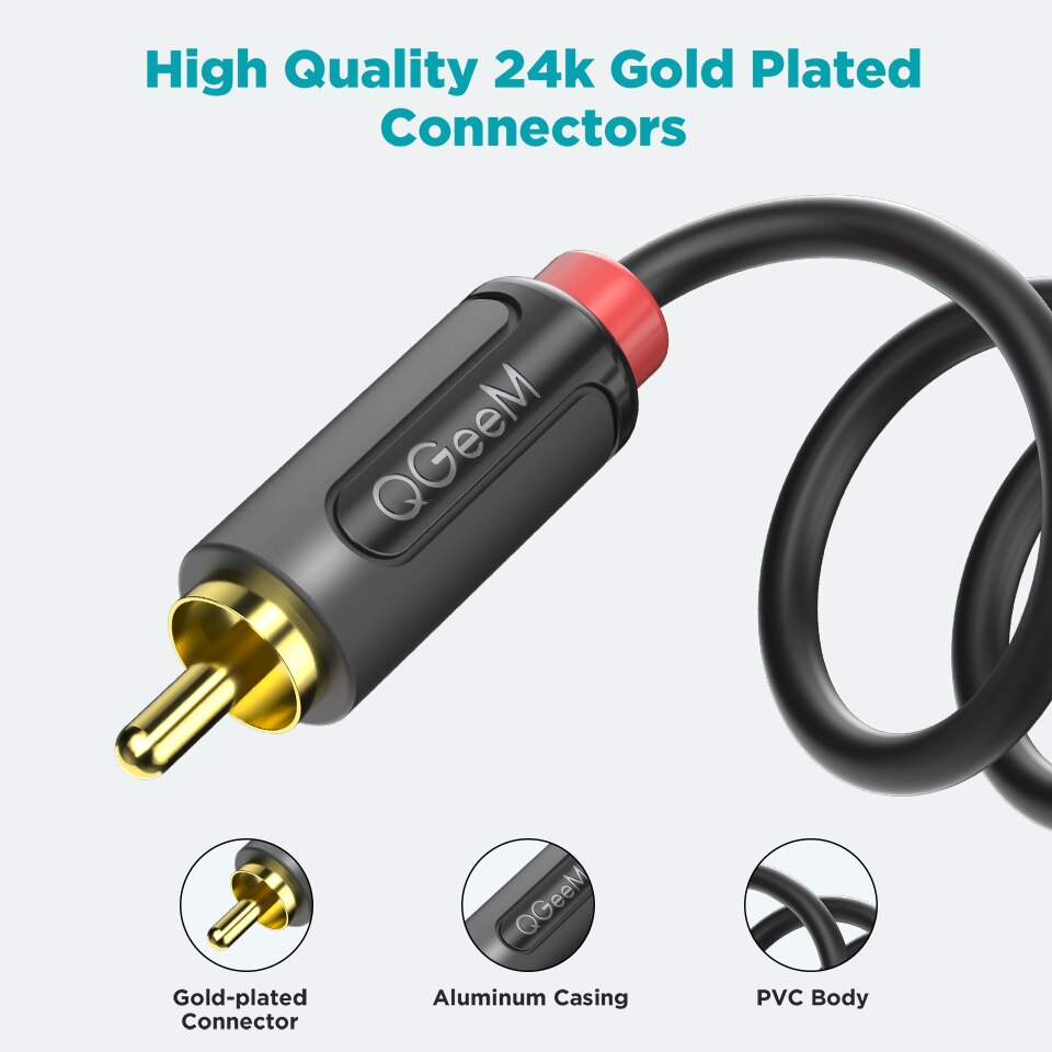 Qgeem rca to rca kaapeli liitin jakaja äänikaapeli rca stereo aux johto televisiolle cd dvd vcd radio äänen vahvistin konsoli
