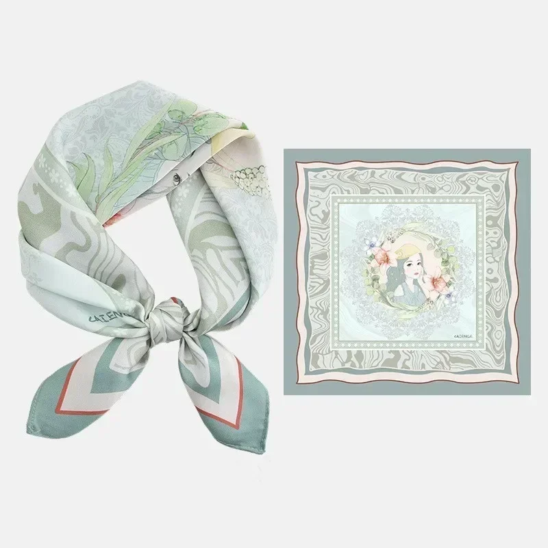 Sciarpe di seta estive per donna Bellissimo modello Foulard al tatto liscio Sciarpa di seta con protezione solare estiva: Nero Verde