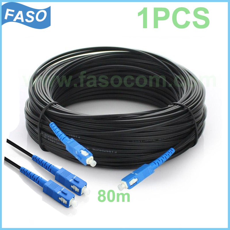 1Pcs 80m FTTH Fiber Optic Outdoor Cable Patch Cord SC/UPC-SU/UPC Sx Core Single Mode G657A1 Fiber Optic Jumper