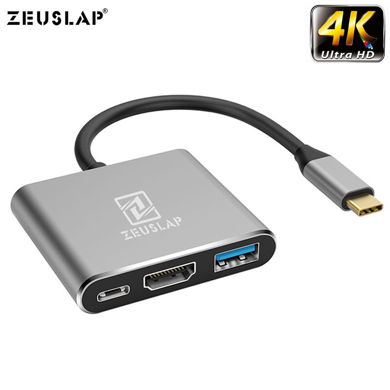 ZEUSLAP USB 3.1 Type C naar HDMI Hub Adapter 4 K USB Hub voor voor Mac Air Pro Huawei Mate10 samsung S8