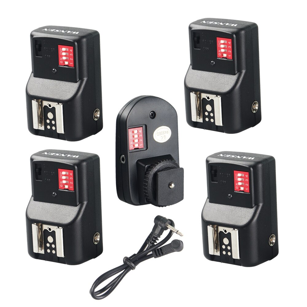 WANSEN-disparador de Flash Speedlite remoto inalámbrico, con 4 receptores para Canon, Nikon, Pentax, Olympus, DSLR, sincronizador de linterna