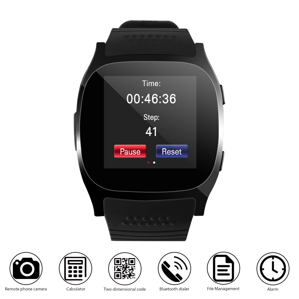 Bluetooth 4.0 T8 Smart Watch Phone Built-In Camera 32MB Memory Space Sync Call Message Pedometer Calorie Counter Sleep Monitor