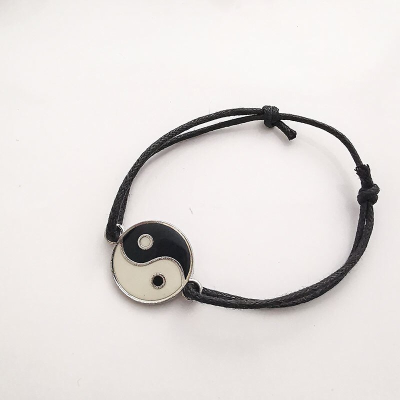 Choker Taiji Gossip Yin Yang Tai Chi Armband Vrouwen Verstelbare Zwart Katoen Wax Koord Armbanden Mode-sieraden