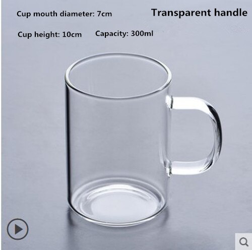 Color handle transparent glass coffee tea beverage dessert breakfast milk cup kitchen utensil with handle glass: BTransparent handle