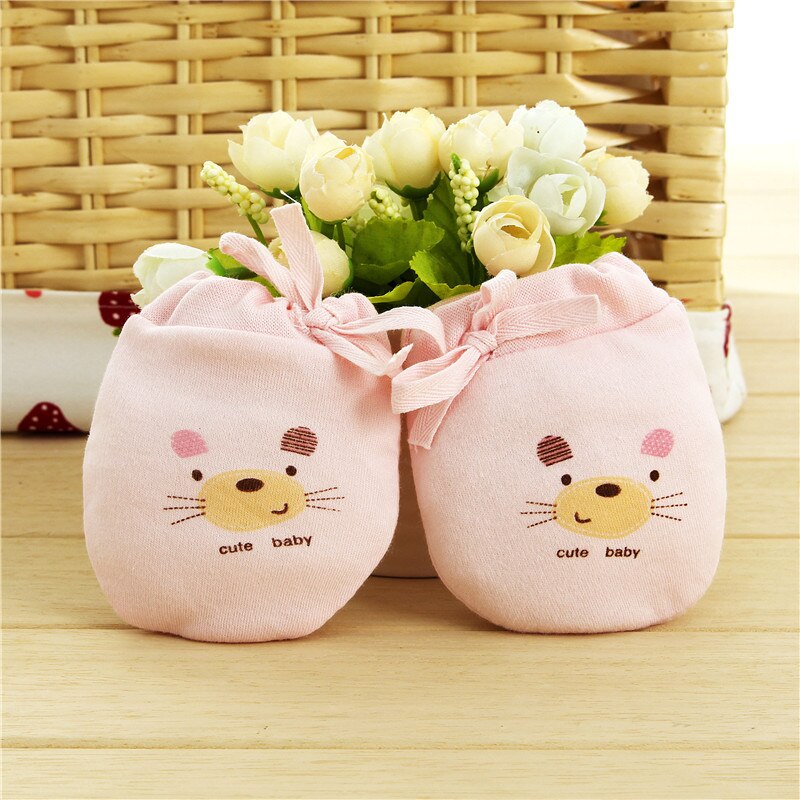 Del Modello del fumetto anti-Guanti afferramento Quattro Stagioni di Sicurezza Neonato per Il Neonato di Protezione Viso bambino Guanto: rosa lacing