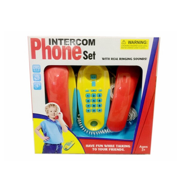 Children Kids Pretend Play Intercom Phone Set Interactive Toy Telephone Set 2 Telephones Ringing Sound Talk to Each Other