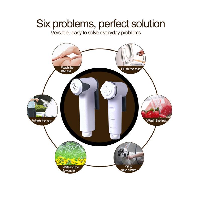 Multifunctionele Handed Draagbare Abs Bidet Sproeier Set G1 / 2 Intrekbare Laag Bidet Douchekop Nozzle Wc Cleaning Tools