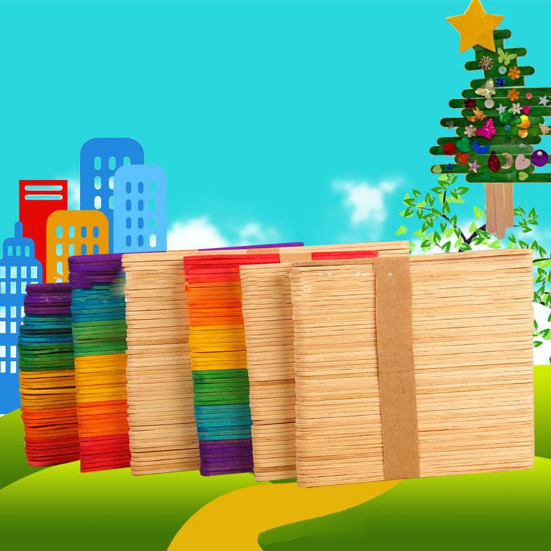 200pcs/lot Wood Popsicle Stick Disposable Handmade Ice Cream Stick DIY Material 964C