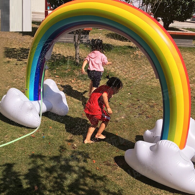 Ginormous rainbow cloud yard sprinkler 238cm kæmpe oppustelig buegang græsplæne strand udendørs legetøj til barn voksen baby spil center