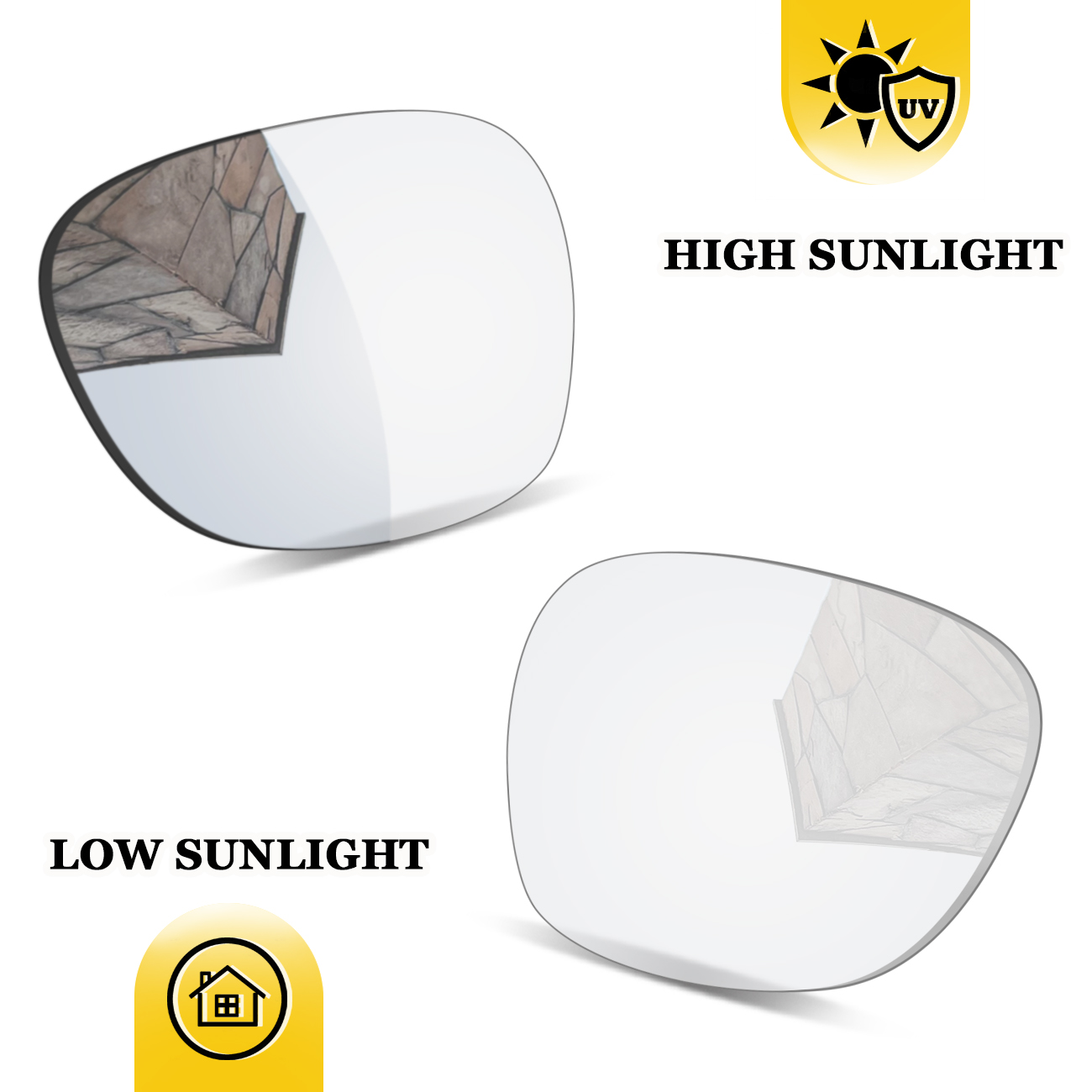 Fotochromatische premium vervangingslenzen voor meta wayfarer (gen 1) rw4006 ( gen 2) rw4012 50mm ai-brillen – niet-gepolariseerd): Lichtgrijs