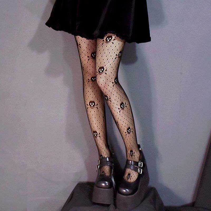 Nuevas medias bordadas de malla con lazo, pantimedias inferiores para mujer, medias sexis de nailon con lazo, medias caladas de estilo Punk a la