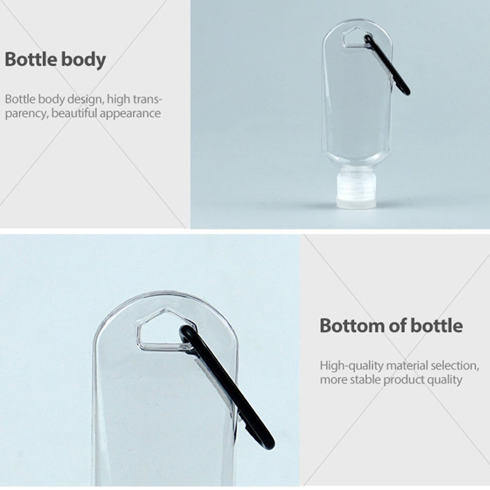 50Ml Transparent Keychain Empty Bottles Travel Plastic Key Ring Mini Bottle Portable Leakproof Containers Flip Cap