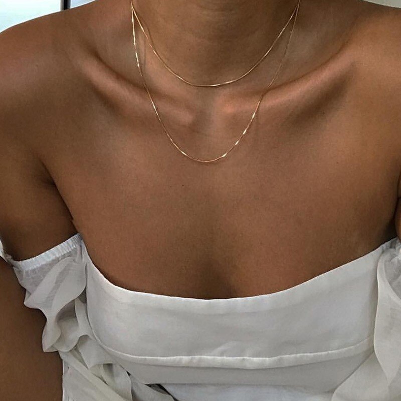 Glänzend Hals Kette Minimalistischen Halsband Halsketten Für Frauen Mädchen Gold Farbe Kragen Schicht Halsband Halsketten Punk Party Schmuck