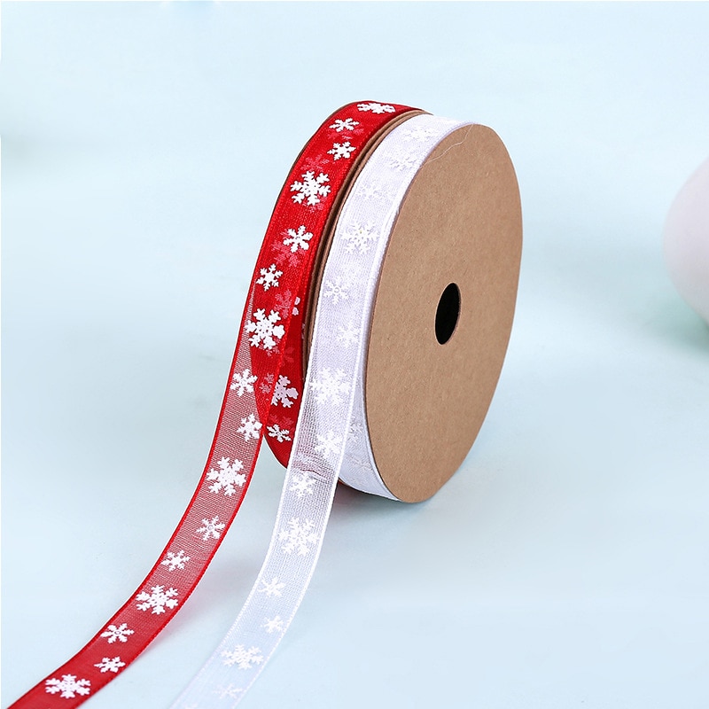 5Yards/Lot Snowflake Organza Lint Wrap Decoratie Kerst Linten Diy Boog Kaart Party Bruiloft Wikkelen Levert