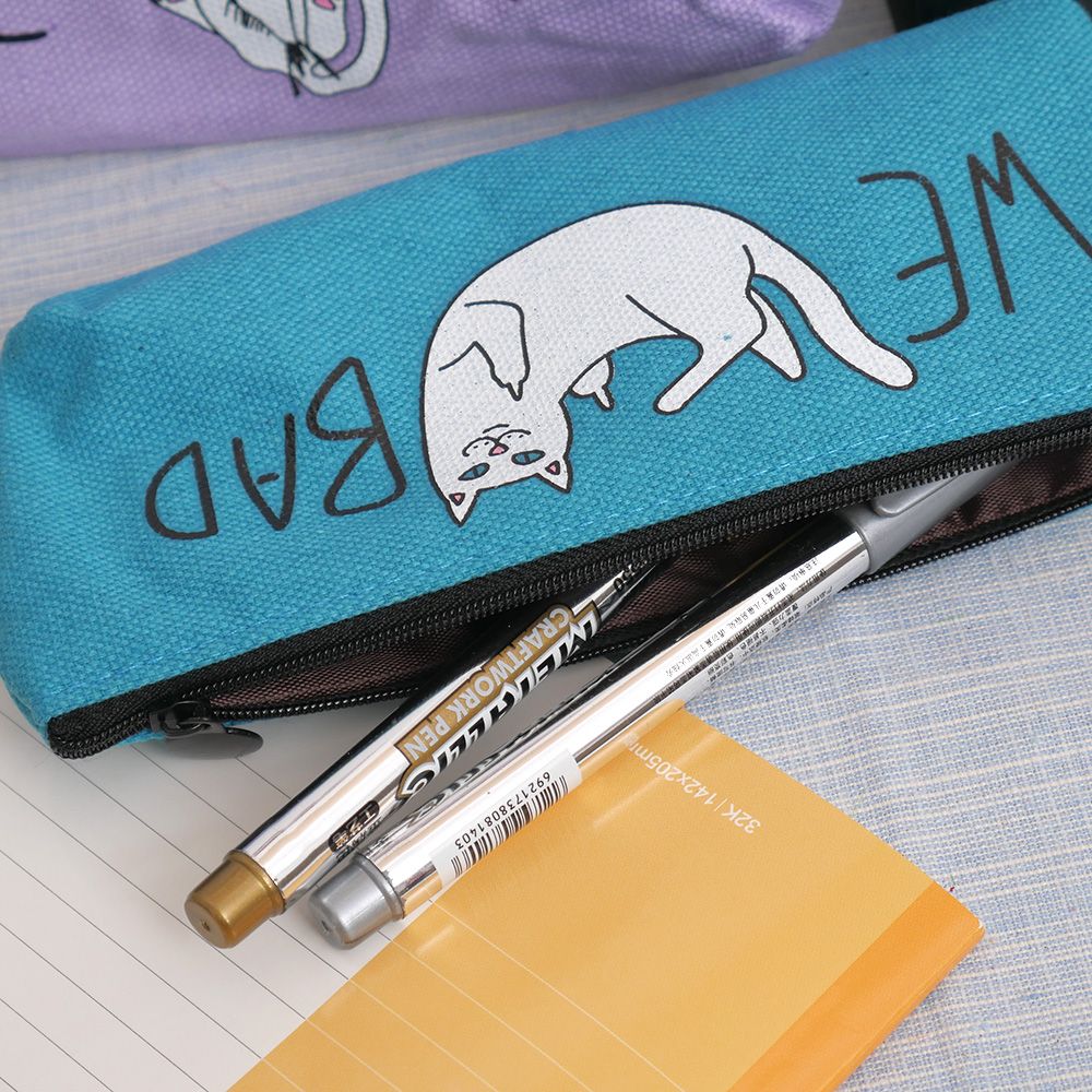 Śmieszne piórnik kotem płótno piórnik dzieci Gfit stojak na pędzle robić makijażu torby gorący