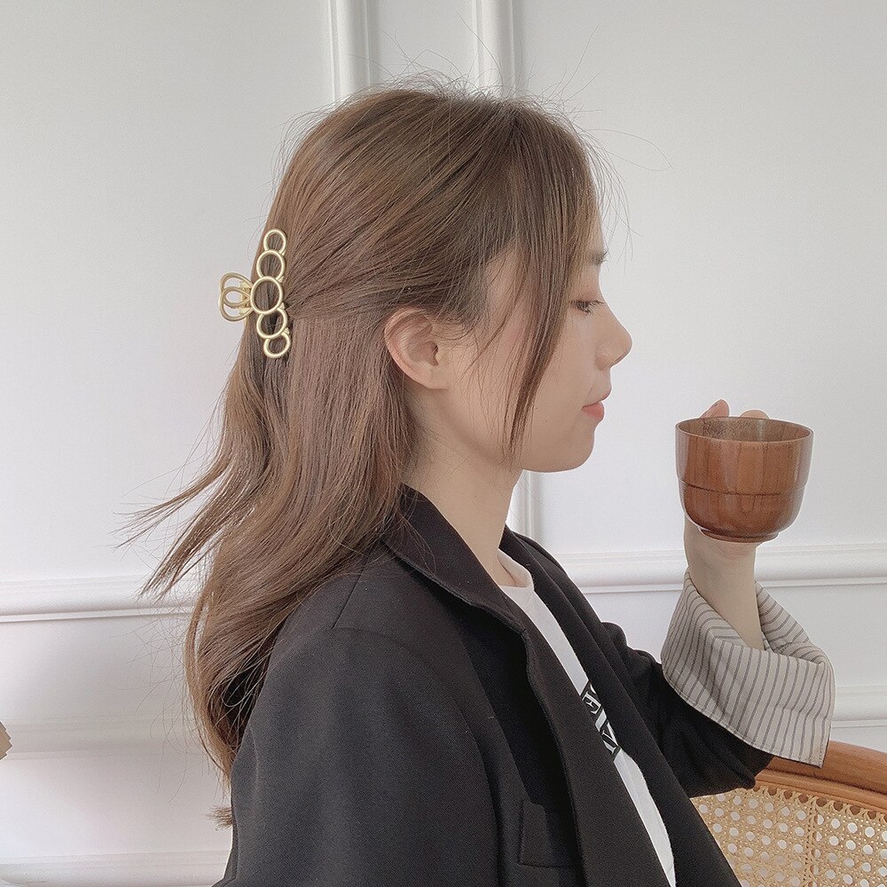 Las mujeres pelo Clips hueco tiburón pulpo Clip geométrica horquilla con perlas gran elegancia broche para peluquerías accesorios para el cabello