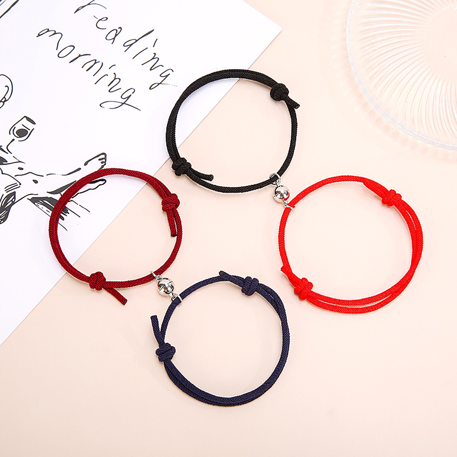 Lucky Weave Bracelet Women Men Couple Hand-knitted Stretch Charm Braided Bracelets Romantic Best