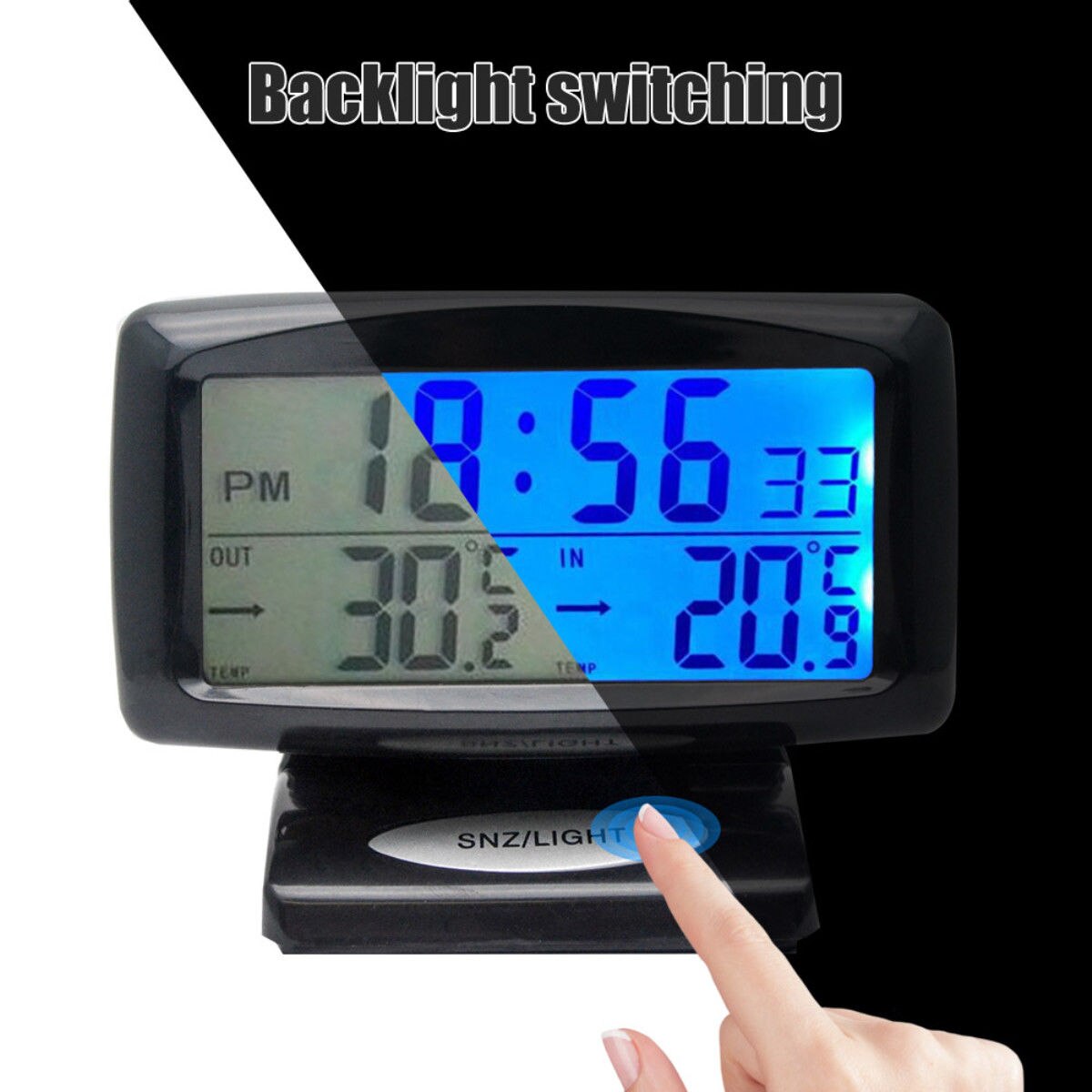 Elektronisk klocka inuti yttertemperaturmätare bil lastbil fordon termometer