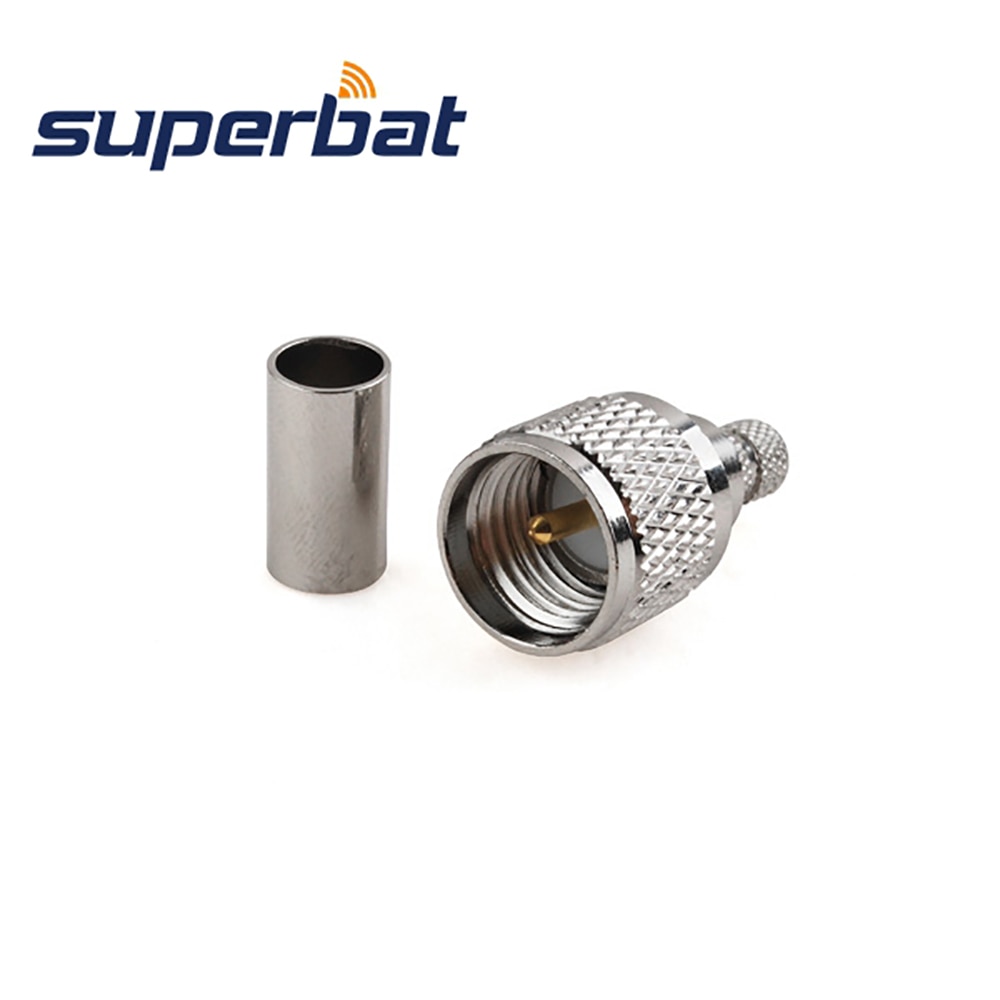 Superbat 10 Uds mini-uhf conector de crimpado macho para Cable RG58, RG400, RG142, LMR195/KSR195