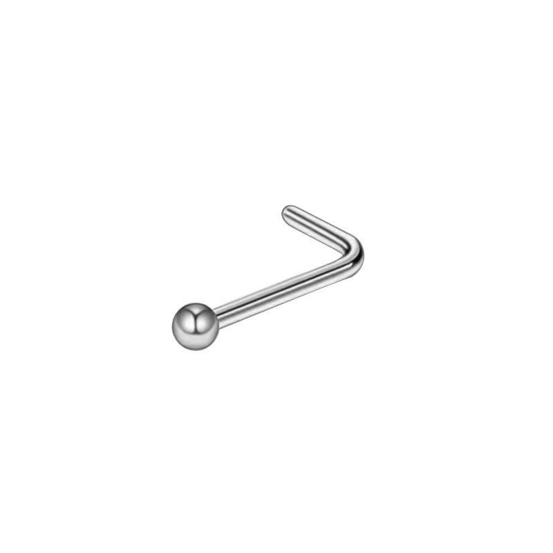 Piercing de acero quirúrgico, 3 piezas, 20G, Bola de Gema lineal Triple, Diamante redondo, CZ, para nariz, joyería en forma de L: 1PC B Silver