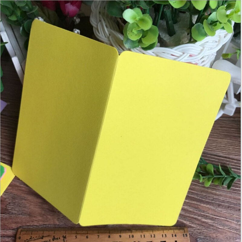 100Pcs Kraft Papier Blanco Kleurrijke Kaarten Gevouwen Wenskaart Diy Kaarten Lege Kerstkaart: yellow