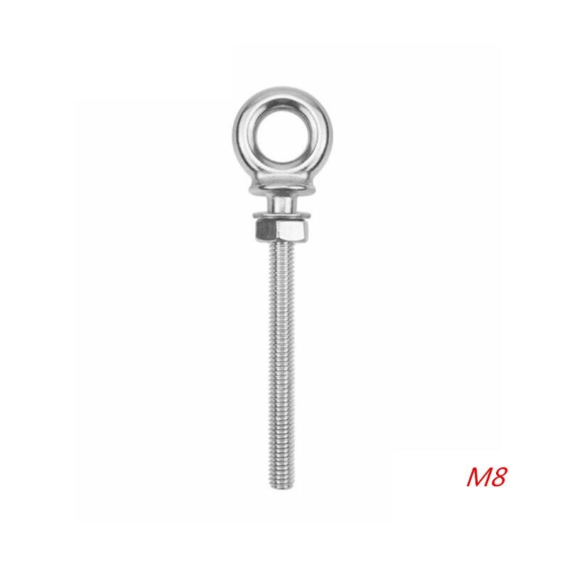 Marine Grade 316 Stainless Steel Long Lifting Eye Bolt Eyebolts with Nut&Washer: M8