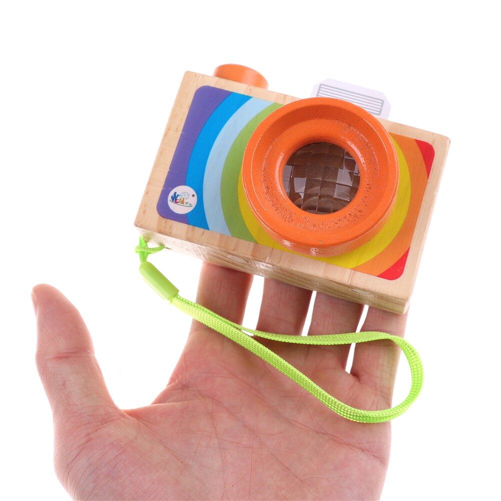 Kinderen 9.5*7*5.5 CM Kids Simulatie Houten Camera Educatief Speelgoed Multicolor Caleidoscoop Magic Camera Klassieke Speelgoed