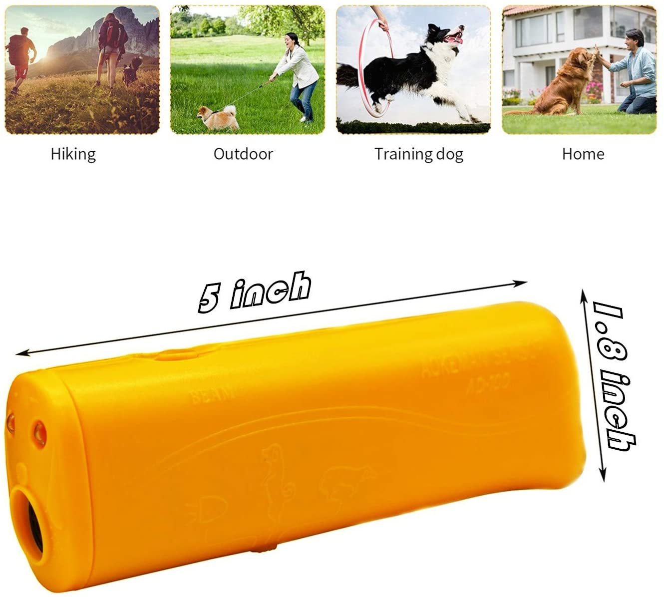 Ultrasonic Dog Repeller Electronic Anti Barking Stop Bark Handheld 3 in 1 Pet Dog Trainer with LED Flashlight Without Battery