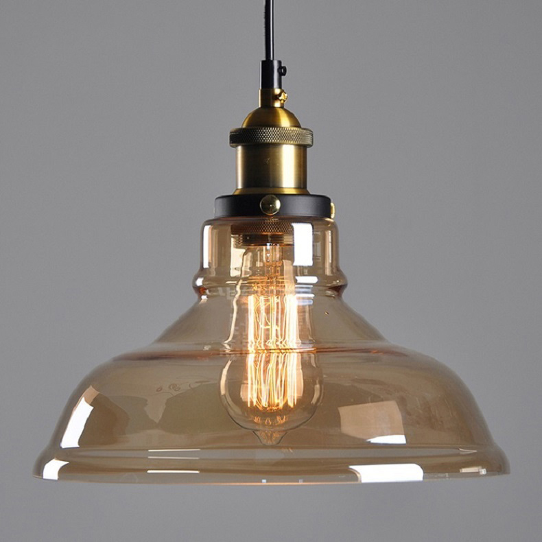 Jahrgang Anhänger Lichter Glas Anhänger Lampen Dachgeschoss Industrie Hängen Lampe rauchig Grau Lamparas De Techo Colgante Moderne Glanz Pendent: Bernstein-C 28CM