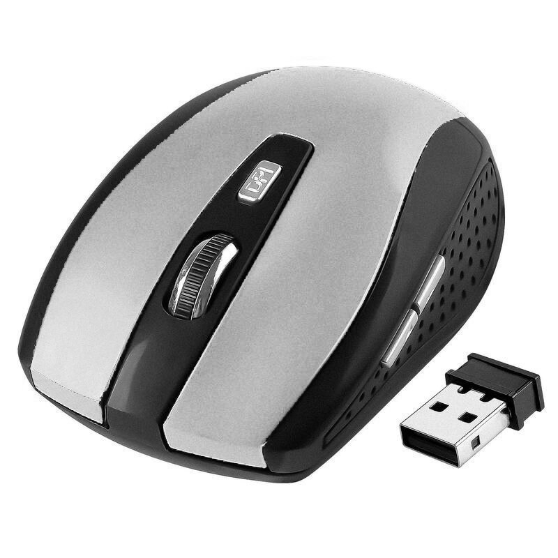 Souris optique sans fil 2.4GHz, avec récepteur USB 2.0, pour PC, clavier et accessoires d'ordinateur de bureau: silver