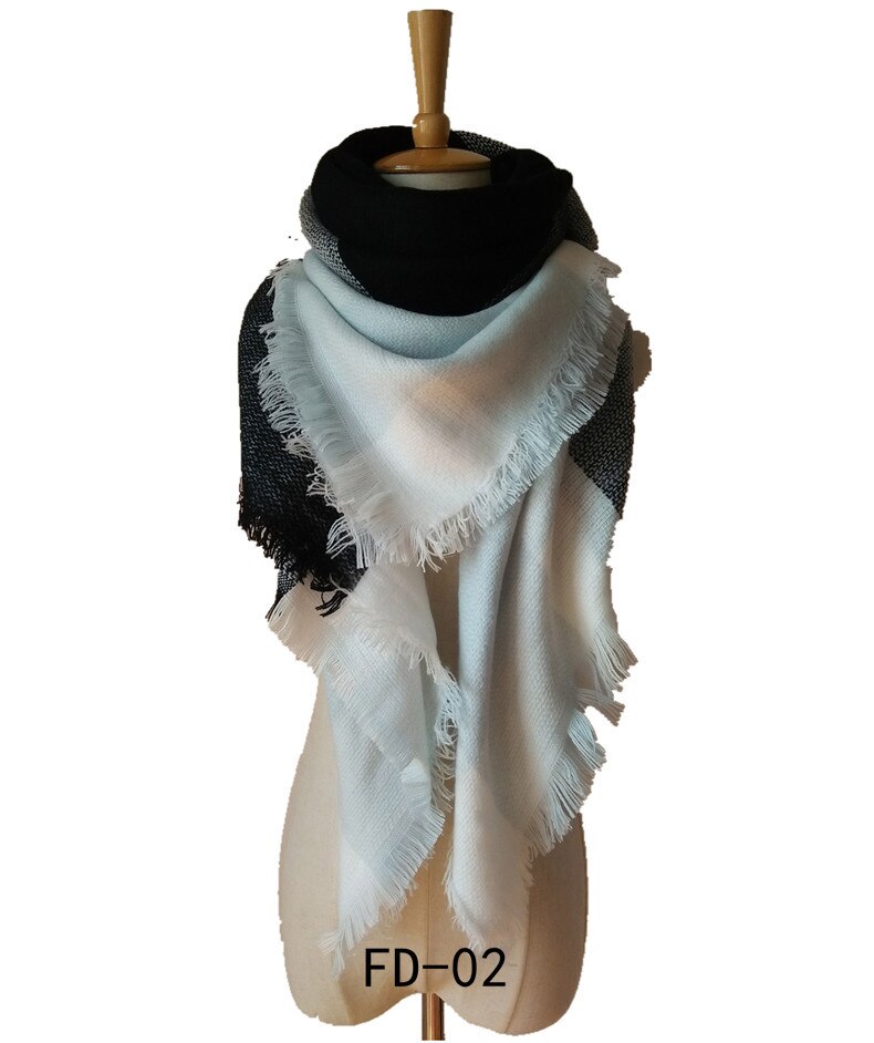 knitted spring winter women triangle scarf plaid warm cashmere scarves shawls luxury brand neck bandana pashmina lady wrap: color 11
