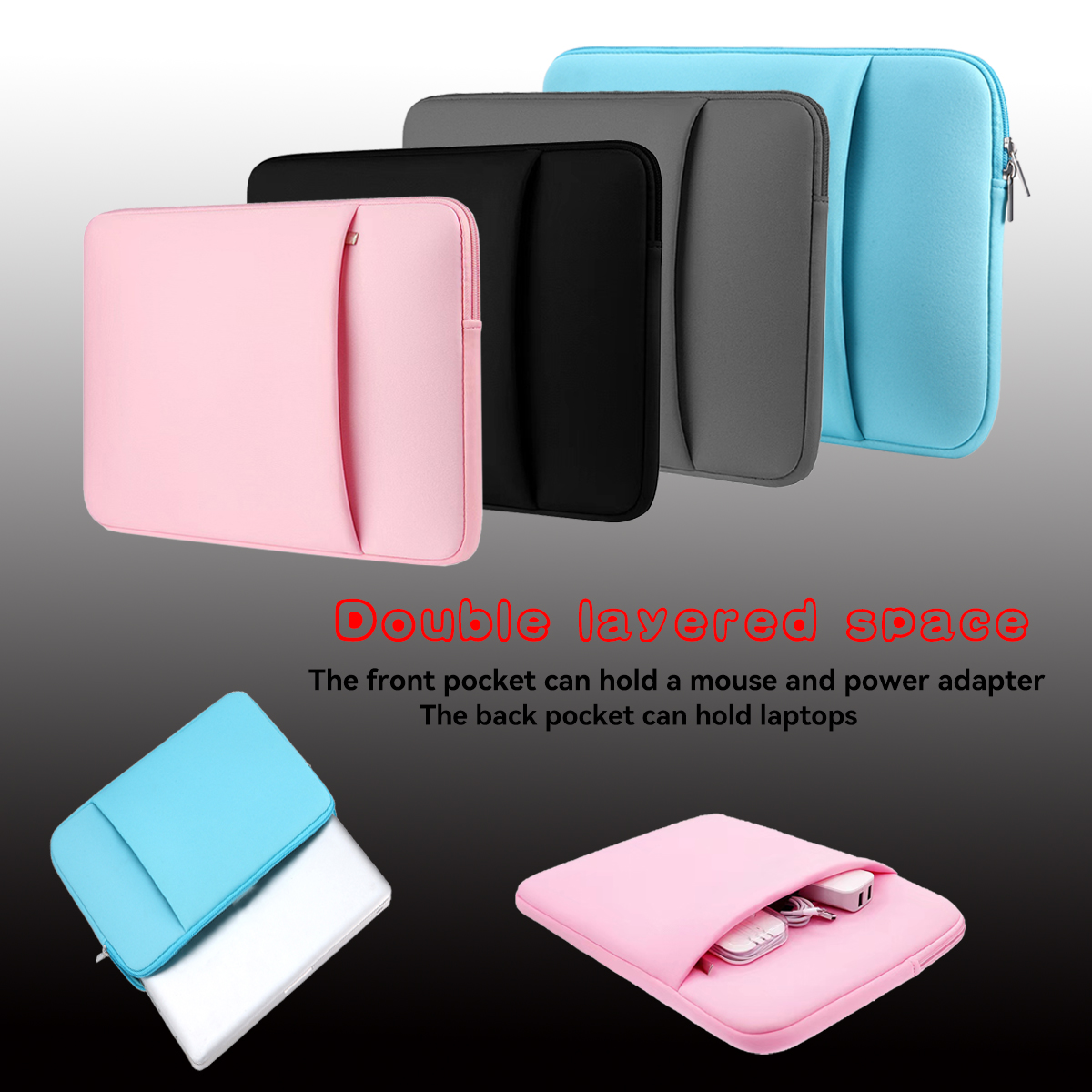 Sac intérieur pour ordinateur portable multifonctionnel, housse de protection, poche avant, peut contenir de l'énergie, 11 ", 13", 14 ", 15", 16/17"