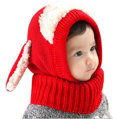 Winter Baby Hat Nek Warmer Joint Kids Kinderen Hond Caps voor Jongens Meisjes Haak Gebreide Beanie Hoeden Baby Peuter Mode: Red