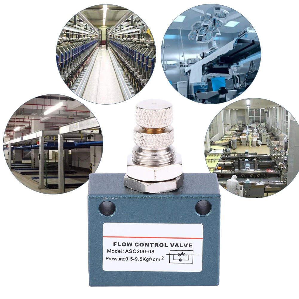 Flow Control Valve ASC200-08 G1/4 Pneumatic Air Flow Speed Control Valve Aluminum Alloy Throttle Valve Electric Magnetic Valve
