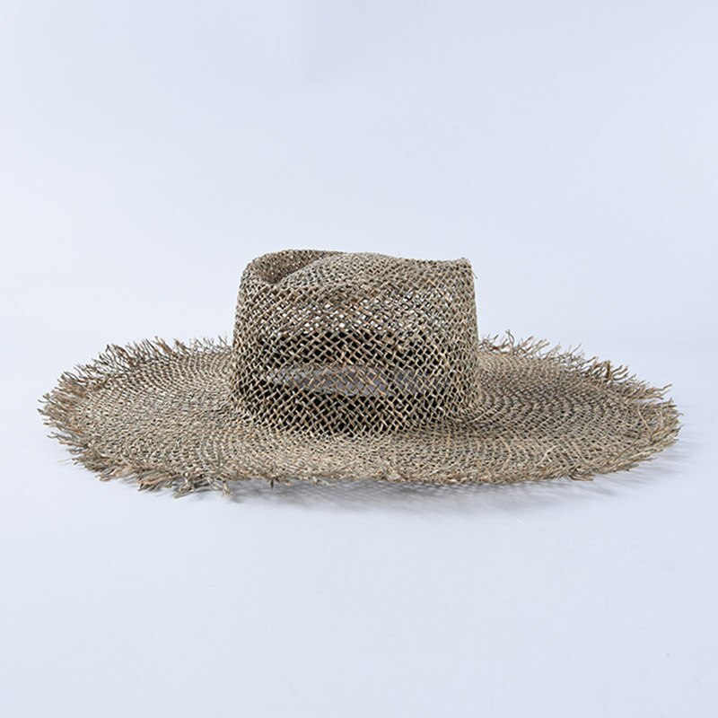 Las mujeres Fray tejido Seagrass sombrero fedora Casual sombrero playero para el sol de ala ancha sombrero de verano Unisex sombreros de paja para el Derby de Kentucky de viaje: Default Title