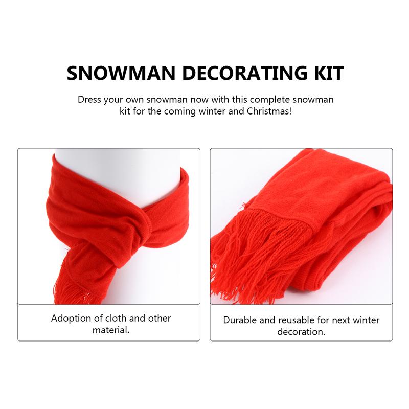 1 Set/16pcs Snowman Decorating Kit Snowman Scarf Hat Snowman Building Kit