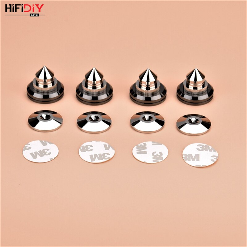Hifidiy live 4 stuks/sets luidsprekerstandaard voeten voetkussen zinklegering metaal zilverkleurig (geen zuiver koper) spikes conus vloer voet spijker  m28*26