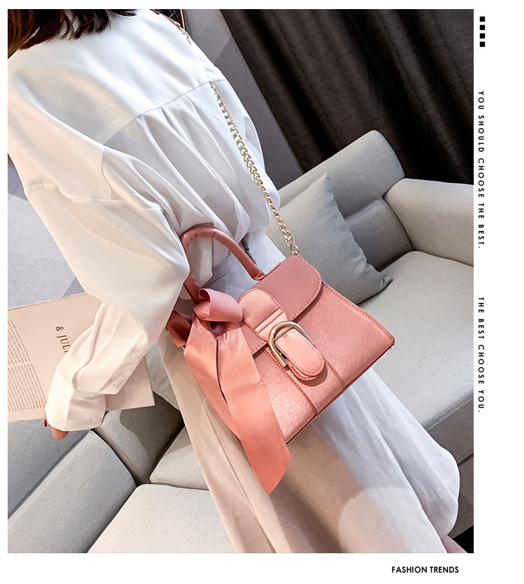 Vrouwen Kettingen Flap Bag Luxe Strik Messenger Bags Dames Mode Effen Kleur Schoudertas Vrouwelijke Handtas