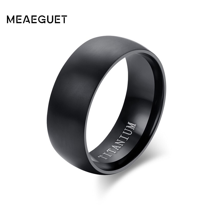 Meaeguet 8mm trendy echte titanium ringen voor dames heren zwarte vintage ringen trouwringen sieraden